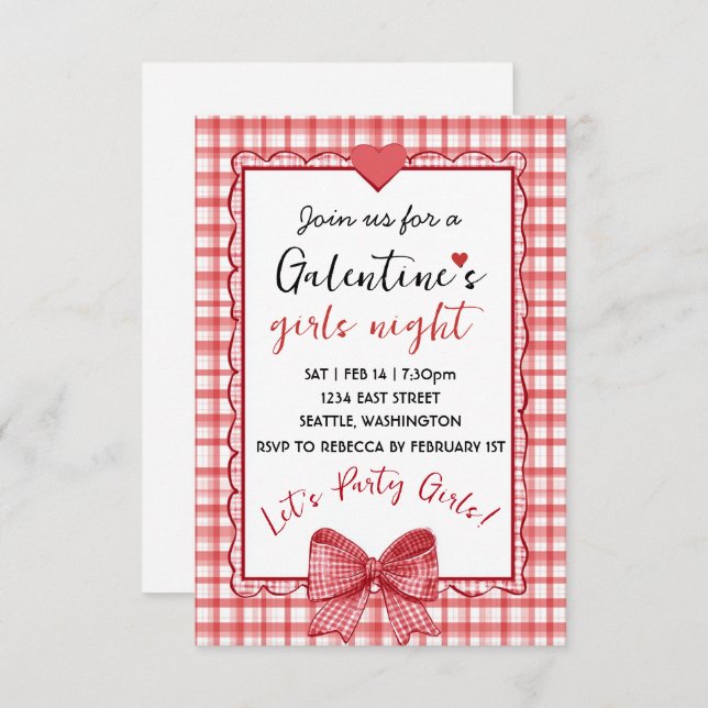 Personalized Galentines Girls Night Invitation (Front/Back)