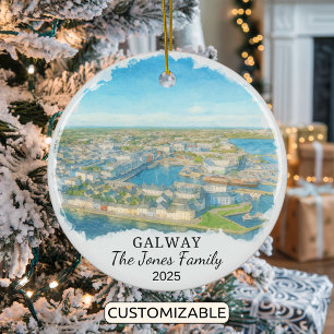 Personalized Galway Ornament, Ireland Ceramic Ornament