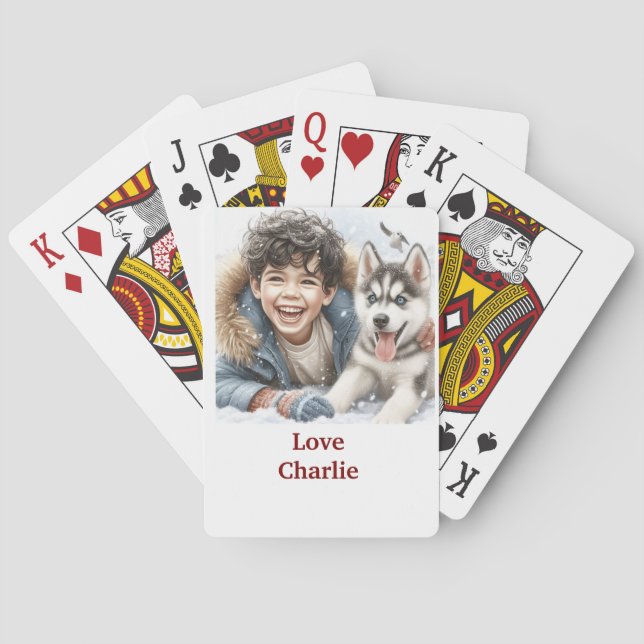 Personalized Game with Name – Cute dog Playing Cards (Back)