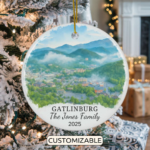 Personalized Gatlinburg Ornament, Tennessee Ceramic Ornament