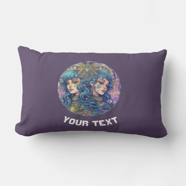 PERSONALIZED GEMINI ZODIAC SIGN  LUMBAR CUSHION (Front)