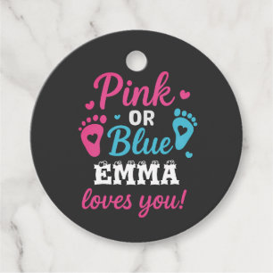 Personalized Gender Reveal Pink or Blue Baby Showe Favour Tags