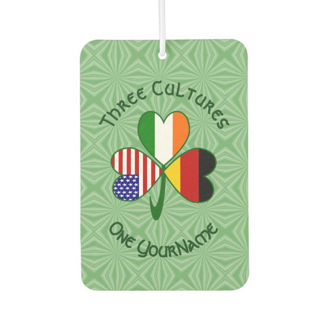 Personalized German Irish USA Shamrock Car Air Freshener (Front)