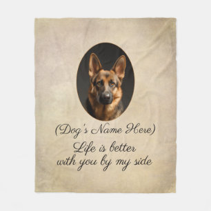 Personalized German Shepherd by My Side Fleece Blanket