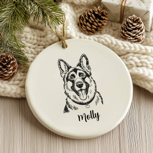 Personalized German Shepherd Dog Christmas Ceramic Ornament