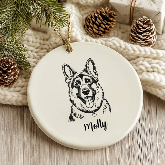 Personalized German Shepherd Dog Christmas Ceramic Ornament (Creator Uploaded)