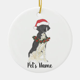 Personalized German Shorthaired Pointer (Black) Ceramic Ornament