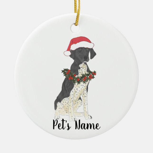 Personalized German Shorthaired Pointer (Black) Ceramic Ornament (Front)