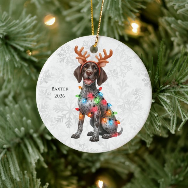 Personalized German Shorthaired Pointer Christmas Ceramic Ornament (Tree)