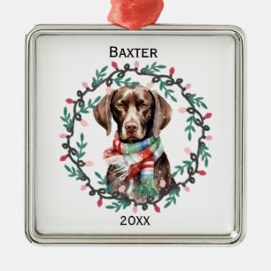Personalized German Shorthaired Pointer Christmas Metal Ornament