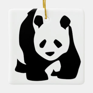 Personalized Giant Panda Bear Black and White Ceramic Ornament