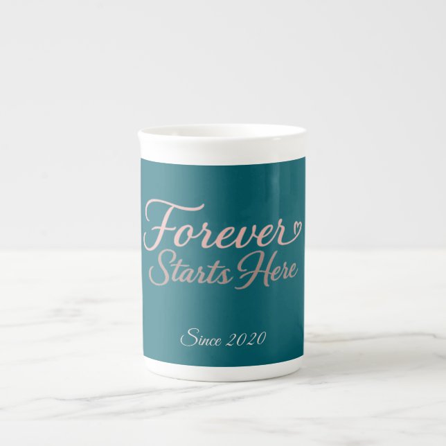 Personalized gift with the date the relationship  bone china mug (Front)
