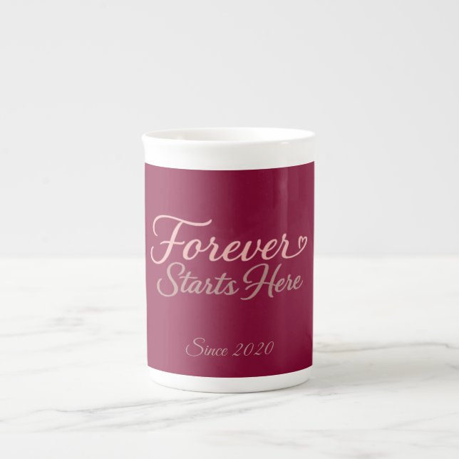 Personalized gift with the date the relationship  bone china mug (Front)