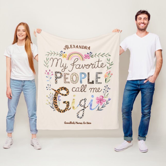 ❤️Personalized GIGI Gifts Add Grandkids Names Fleece Blanket (In Situ)