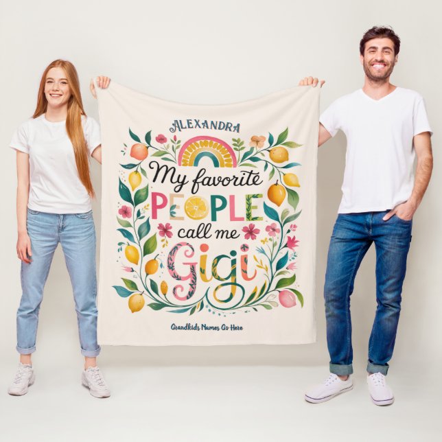 ❤️Personalized GIGI Gifts Add Grandkids Names Fleece Blanket (In Situ)
