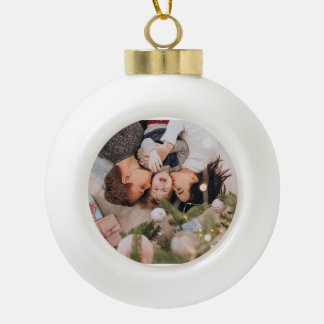 Personalized Gingerbread Christmas Snowflake Frame Ceramic Ball Christmas Ornament