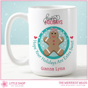 Personalized Gingerbread Girl Christmas Cookie Coffee Mug