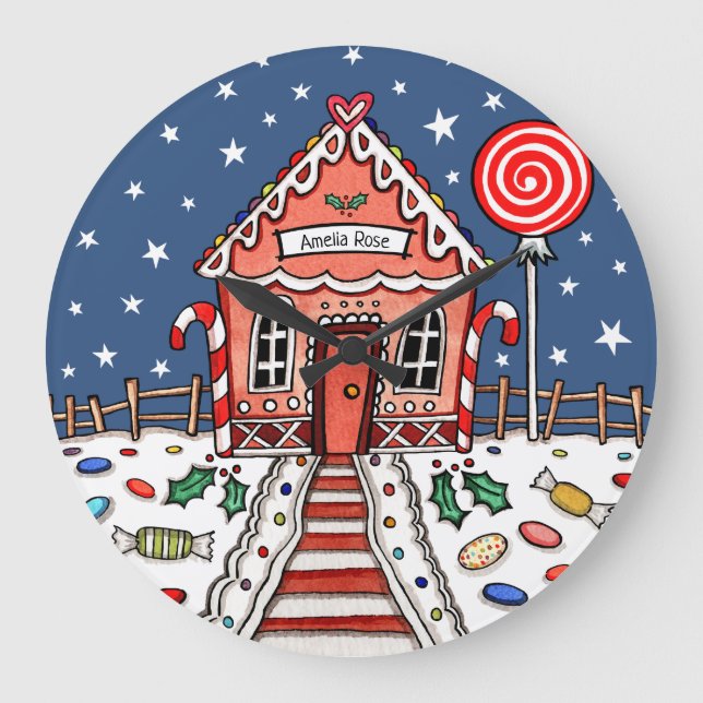 Personalized Gingerbread House Acrylic Clock (Front)