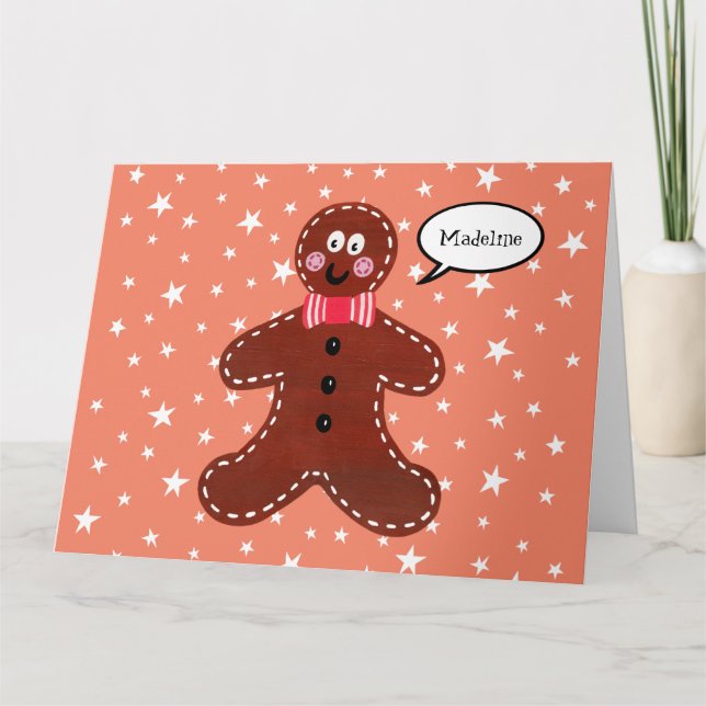 Personalized Gingerbread Man Christmas Card (Front)