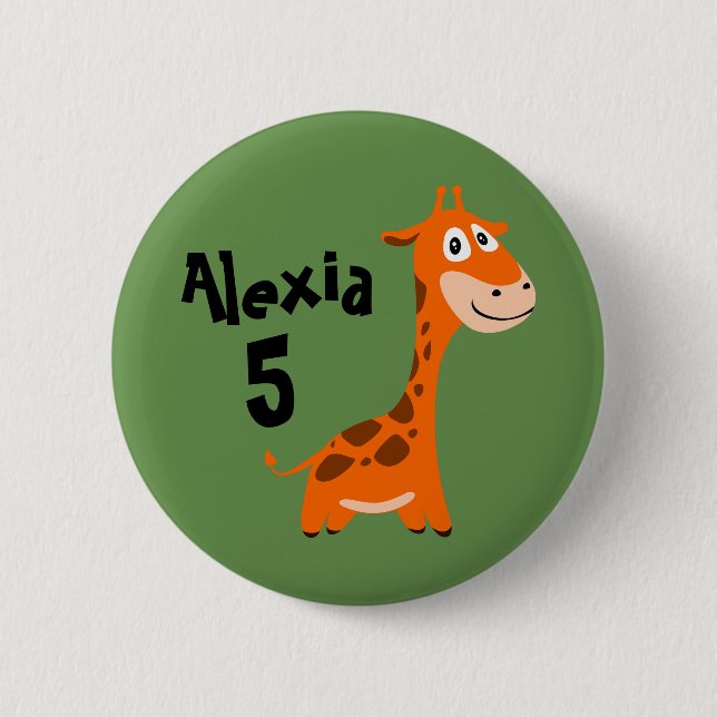 Personalized Giraffe 6 Cm Round Badge (Front)