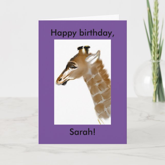 personalized giraffe birthday card (Front)