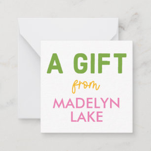 Personalized Girl A GIFT FROM Gift Enclosure Card