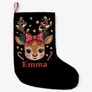 Personalized Girl Christmas Reindeer Family Xmas Small Christmas Stocking