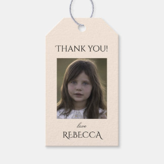 Personalized girl photo thank you favor gift tag