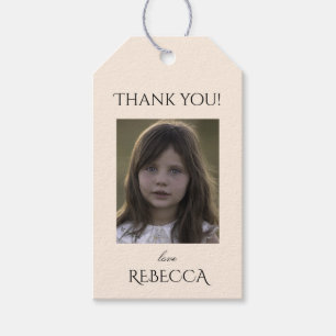 Personalized girl photo thank you favour gift tag