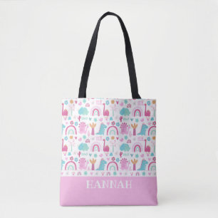 Personalized Girl Power Dinosaur Tote Bag