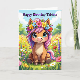 Personalized Girl's Birthday Pony Themed Card