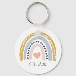 Personalized Girl's Boho Rainbow   Key Ring