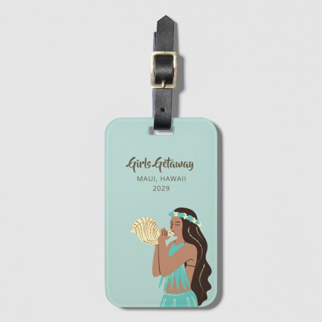 Personalized Girls Getaway Hawaiian Luggage Tag (Front Vertical)