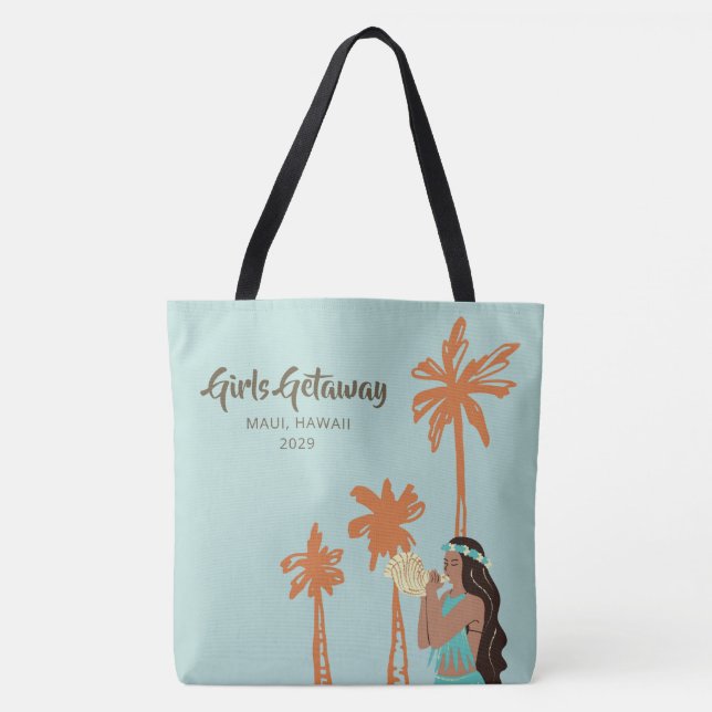 Personalized Girls Getaway Hawaiian Tote Bag (Front)