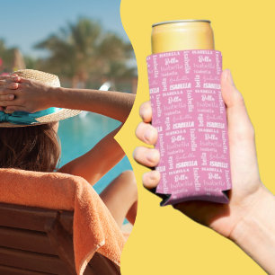 Personalized Girl's Name Pink Seltzer Can Cooler