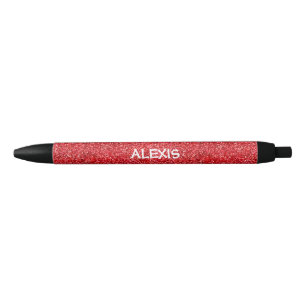 PERSONALIZED GIRLY GLITTER WITH NAME BLACK INK PEN