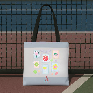 Personalized Girly Pickleball Stamps  Tote Bag