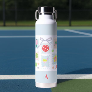 Personalized Girly Pickleball Stamps  Water Bottle