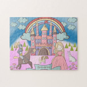 Personalized Girly Princess Fairy Tale Castle Jigsaw Puzzle