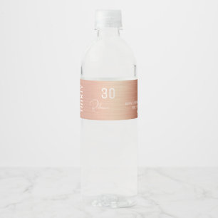Personalized Girly Rose Gold Foil 30th Birthday  Water Bottle Label