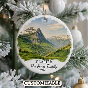 Personalized Glacier National Park, Custom Montana Ceramic Ornament