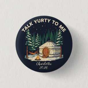 Personalized Glamping Yurt Adventure Retro Camping 3 Cm Round Badge