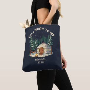 Personalized Glamping Yurt Adventure Retro Camping Tote Bag