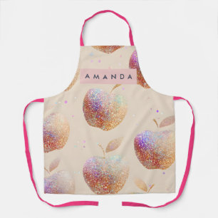 Personalized Glitter Apple Sparkle Fruit Pastel Apron