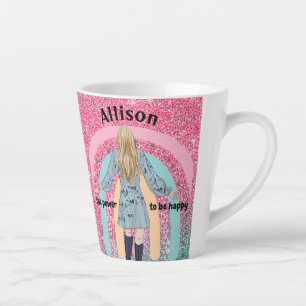 PERSONALIZED GLITTER GIRL LATTE MUG