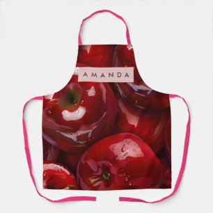 Personalized Glossy Red Apple Design Apron