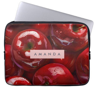Personalized Glossy Red Apple Design Laptop Sleeve