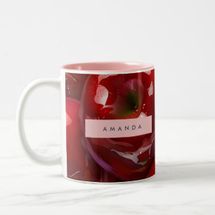 Personalized Glossy Red Apple Design Two-Tone Coffee Mug