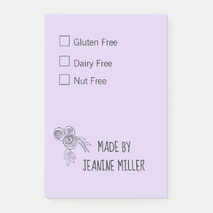 Personalized Gluten Free Dairy Free Nut Free Post-it Notes
