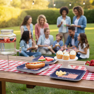 Personalized God Bless America Flag  Paper Plate